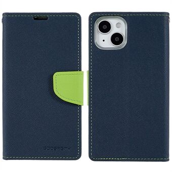 MERCURY GOOSPERY for iPhone 15 Plus-etui med flettet farge, lommebok og stativ i skinn.