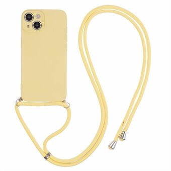 For iPhone 15 Plus Telefonfutteral Anti-riper TPU-deksel med lang snor