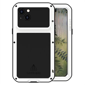 LOVE MEI til iPhon\' 15 Plus Etui med metall+silikon-deksel og herdet glassfilm.