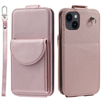 For iPhone 15 Plus-etui Vertikal Flip Stand Telefondeksel Kortpose Lærskall