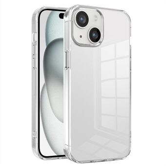 For iPhone 15 Plus gjennomsiktig deksel, anti-fall, tynn PC+TPU-telefonbeskyttelse.