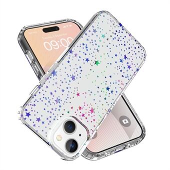 For iPhone 15 Plus-deksel Skinnende lasermønster Tykk PC + TPU-telefonbakdeksel