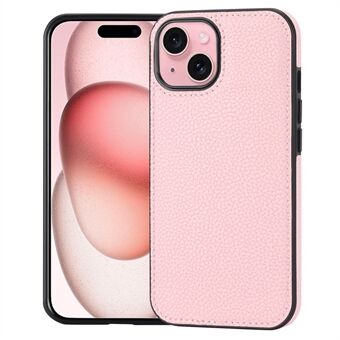 For iPhone 15 Plus-deksel, anti-fingeravtrykk og sprutsikkert deksel i PU-skinnbelagt TPU for mobilbeskyttelse.