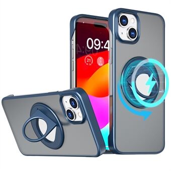 For iPhone 15 Plus Magnetisk Etui Ring Støtteben TPU+Akryl Ramme-løs Telefonomslag