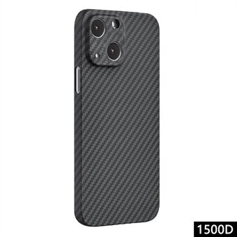 For iPhone 15 Plus-etui 1500D grovkornet karbonfiber tekstur Nøyaktige utskjæringer Telefonbeskyttende deksel - Matt svart