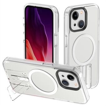 For iPhone 15 Plus Magnetisk Etui TPU+PC Skjult Stativ Bakdeksel Kompatibel med MagSafe