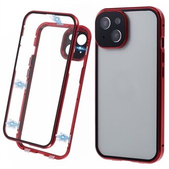 For iPhone 15 Plus Telefon Case 360-Graders Dobbelsidig Beskyttelse Herdet Glass med Sikkerhetslås.