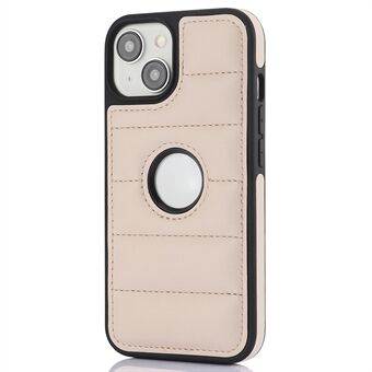 For iPhone 15 Plus deksel med logo-vindu av PU-skinn + TPU-telefondeksel