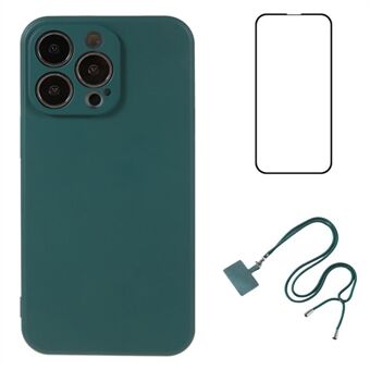 WANLONFENG RB1-serien for iPhone 15 Pro TPU-telefondeksel med herdet glass skjermbeskyttelsesfilm