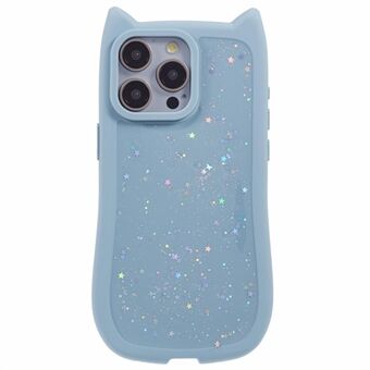 JTW-serien for iPhone 15 Pro TPU-etui Epoxy Glitter Sequins TPU-telefondeksel Cat Ear Design.