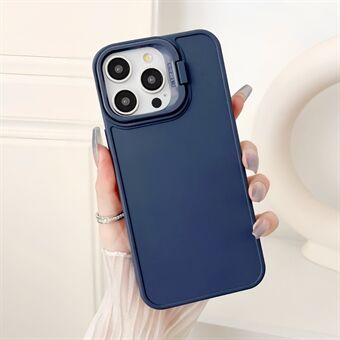 For iPhone 15 Pro Deksel Skin-Touch TPU-telefonomslag med linseramme og stativ.