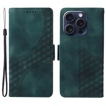 For iPhone 15 Pro-etui Rhombus Stjernesprang PU-lær Støtsikker Telefondeksel