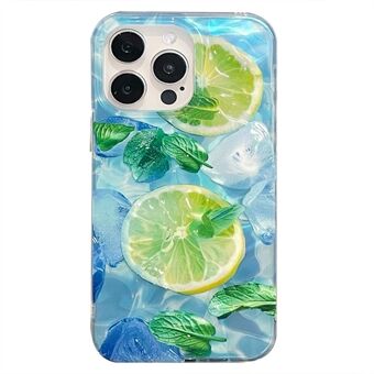 For iPhone 15 Pro-etui IMD sitronmønster Akryl TPU-telefondeksel Kul sommer