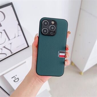 For iPhone 15 Pro Hybrid Etui TPU+PC+Ekte Ku-skinn Telefonbeskytter