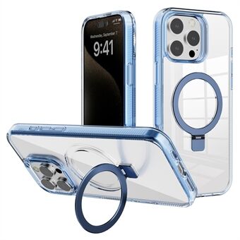 G stil for iPhone 15 Pro deksel, magnetisk stativ, TPU+PC, gjennomsiktig telefondeksel