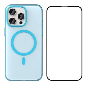 WANLONFENG LK1-serien for iPhone 15 Pro Magnetisk Etui TPU+PC Mat Mobildeksel med Skjermfilm