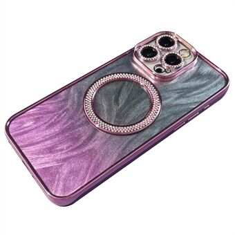 For iPhone 15 Pro Magnetisk Etui Fjærtekstur Glitrende TPU + PC Telefondeksel