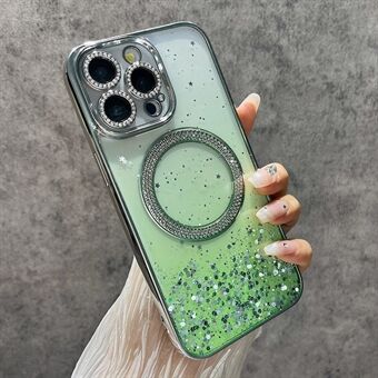 For iPhone 15 Pro Magnetisk Deksel Klar Glitter TPU + PC Gradient Telefondeksel