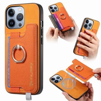 B5 For iPhone 15 Pro Etui 2-i-1 Magnetisk Avtakbar Kortholder Skinn+TPU Telefondeksel