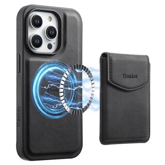 DENIOR D19 For iPhone 15 Pro Magnetisk Etui Lær+PC+TPU Deksel med Avtakbar Kortveske