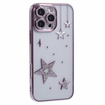 For iPhone 15 Pro Etui 3D Bling Stjerner Elektroplettering TPU Klar Telefonetui