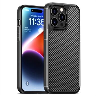 For iPhone 15 Pro Etui Karbonfiber Tekstur Anti-Ripe TPU+PC Bakdeksel