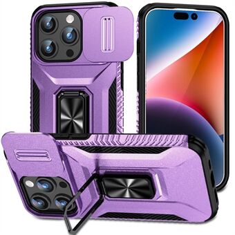 For iPhone 15 Pro Etui Camshield Kickstand TPU+PC Anti-Slip Telefondeksel