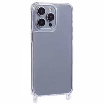 For iPhone 15 Pro Etui PC+TPU 1.5mm Klar Telefondeksel med Snorhull