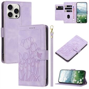 For iPhone 15 Pro Etui Tulip Skinn Telefondeksel med 5 Kortspor Lommebok