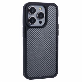 For iPhone 15 Pro-deksel Karbonfibertekstur TPU+PC Anti-falltelefondeksel