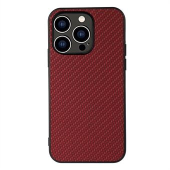 For iPhone 15 Pro Telefondeksel Karbonfiber tekstur PU-lærbelagt TPU-etui.