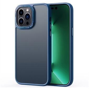 For iPhone 15 Pro Gjennomsiktig Matte PC+TPU-deksel Anti-drop-telefondeksel med Metallkamera-ramme