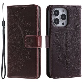 For iPhone 15 Pro Flip Phone Case PU Leather Mandala Flower Imprint Stand Wallet Cover with Strap 

Til iPhone 15 Pro Flip-telefonveske i PU-skinn med Mandala Flower-avtrykk, ståfunksjon, lommebokdeksel med stropp.