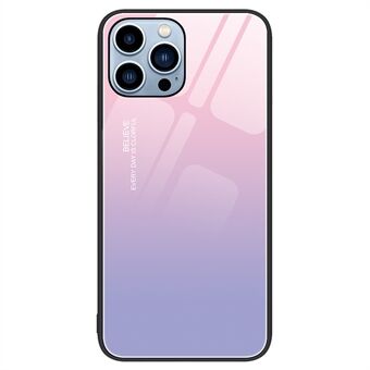 For iPhone 15 Pro Mønstertrykket bakdeksel mot riper i herdet glass + PC + TPU-telefonveske