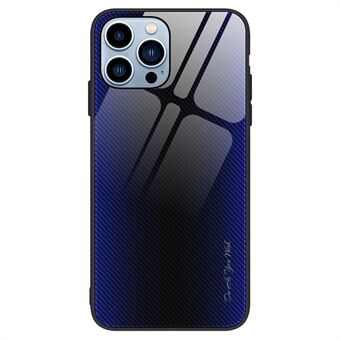 For iPhone 15 Pro karbonfiber tekstur Telefon-dekselet herdet glass + TPU mobildeksel