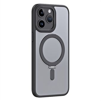 Magnetisk deksel for iPhone 15 Pro, matt TPU+akryl ringstøtte telefondeksel