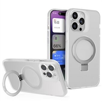 G Style Kickstand-deksel for iPhone 15 Pro Skinn-berøringsmatt TPU+PC-telefondeksel Kompatibelt med MagSafe