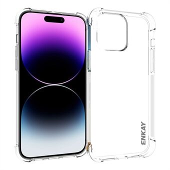 ENKAY HAT PRINCE For iPhone 15 Pro TPU Transparent Deksel Anti-skli Kantforsterket Telefonveske