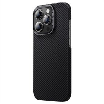 BENKS ultratynn telefondeksel for iPhone 15 Pro, laget av PC+600D Kevlar Aramid Fiber. Dekselet er støtsikkert, tynt og mattefarget.