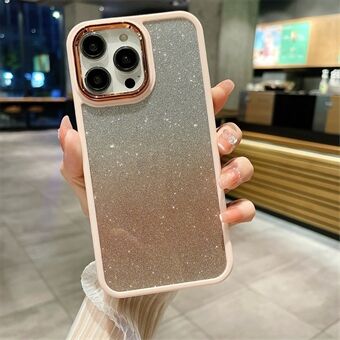 For iPhone 15 Pro Gradient Glitter Skinnende Deksel 2-i-1 Hybrid Hard Akryl Mykt TPU Beskyttende Telefon Etui