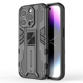 For iPhone 15 Pro PC+TPU Telefondeksel Anti-fall Bakdeksel med Sammenleggbar Stativ.