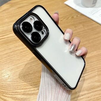 For iPhone 15 Pro-deksel i gjennomsiktig TPU + PC, støtsikkert deksel med linsefilm.