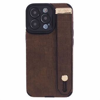 For iPhone 15 Pro-etui Krokodilletextur Telefondeksel PU-lær + TPU-skall