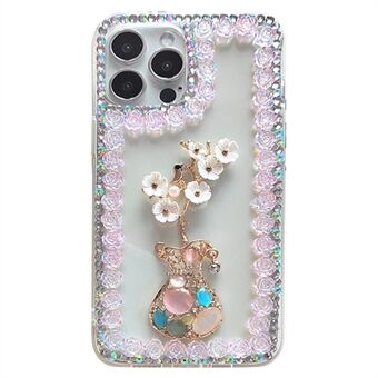 For iPhone 15 Pro Etui PC-telefonskall med Rhinestone-dekor Mobiltelefondeksel