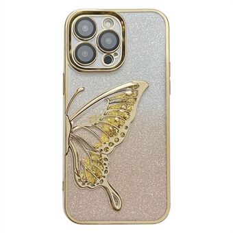 For iPhone 15 Pro TPU-etui Quicksand Butterfly Glitter Elektroplatering Telefondeksel