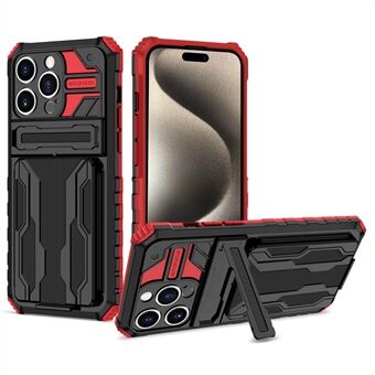 For iPhone 15 Pro Etui Støtsikkert PC+TPU Avtagbar Kortholder Telefonomslag