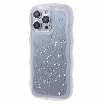 JTW-serien for iPhone 15 Pro TPU-etui voksaktig kant glitterstjerner telefondeksel