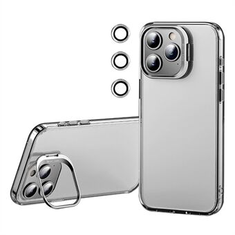 For iPhone 15 Pro-etui TPU + PC-Matt Telefondeksel med linseramme og stativ