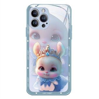 For iPhone 15 Pro mobiltelefondeksler Prinsessekanin Herdet Glass + TPU anti-falldeksel