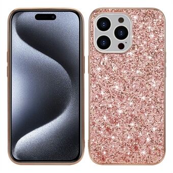 For iPhone 15 Pro Telefonveske Elektroplatering TPU-ramme + PC bakdeksel